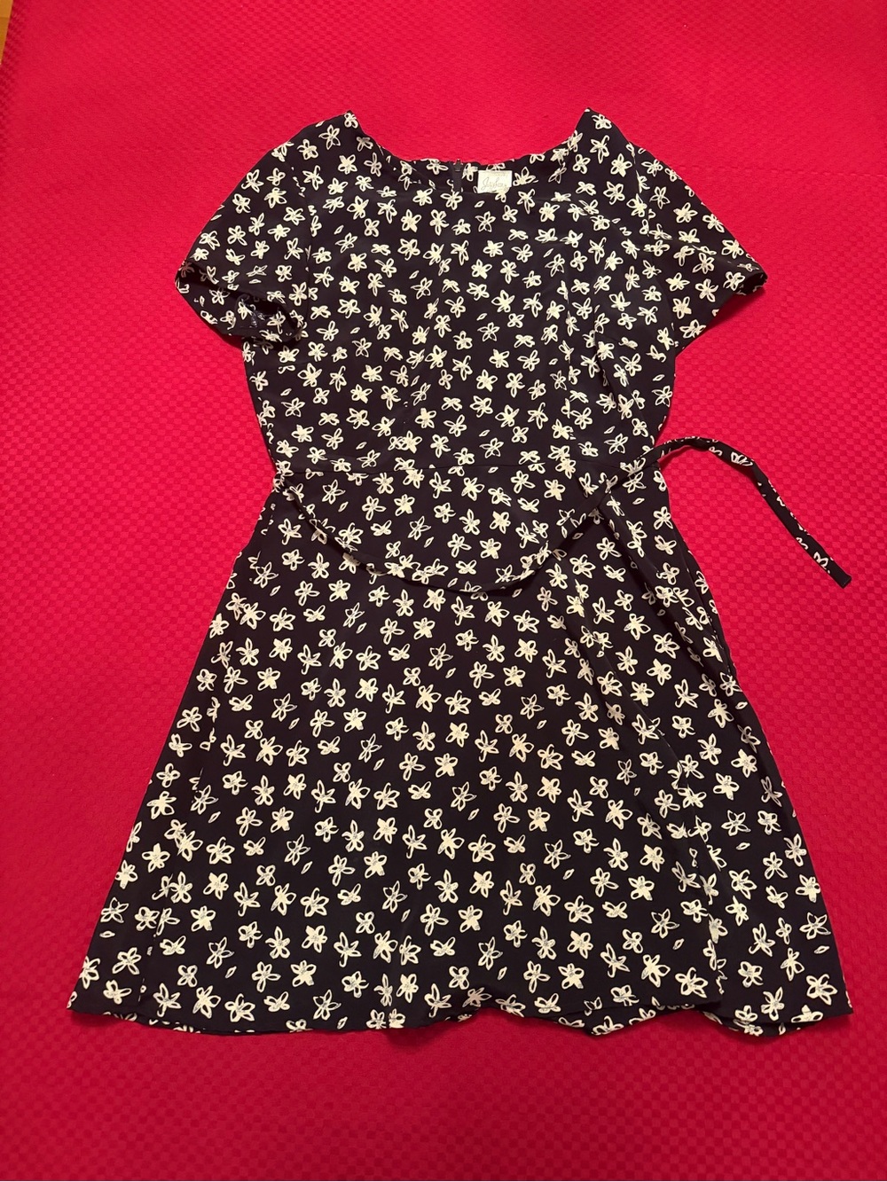 Classic Navy Dress with White Floral Print